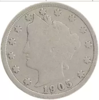 Монета 5 центов Америки 1905 года Медно-никель