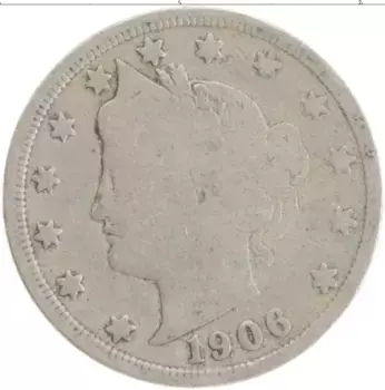 Монета 5 центов Америки 1906 года Медно-никель
