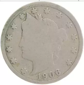 Монета 5 центов Америки 1906 года Медно-никель