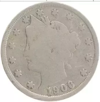 Монета 5 центов Америки 1906 года Медно-никель