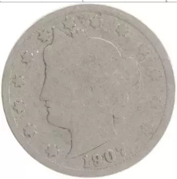 Монета 5 центов Америки 1907 года Медно-никель