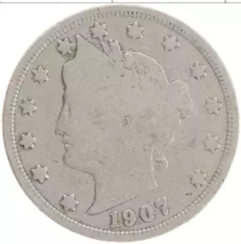 Монета 5 центов Америки 1907 года Медно-никель