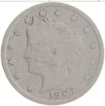 Монета 5 центов Америки 1907 года Медно-никель