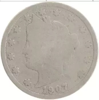 Монета 5 центов Америки 1907 года Медно-никель