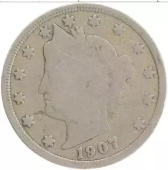Монета 5 центов Америки 1907 года Медно-никель