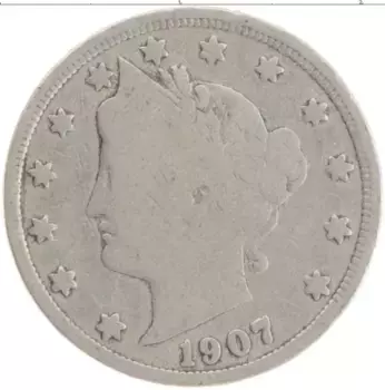 Монета 5 центов Америки 1907 года Медно-никель