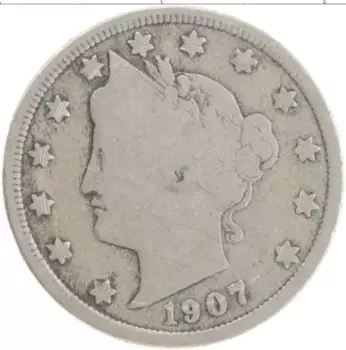 Монета 5 центов Америки 1907 года Медно-никель