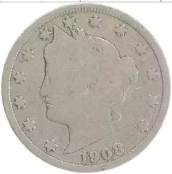 Монета 5 центов Америки 1908 года Медно-никель
