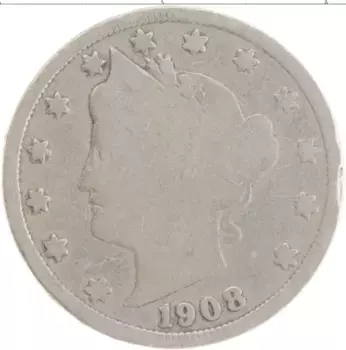 Монета 5 центов Америки 1908 года Медно-никель