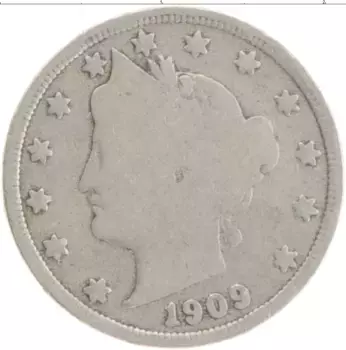 Монета 5 центов Америки 1909 года Медно-никель