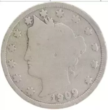 Монета 5 центов Америки 1909 года Медно-никель