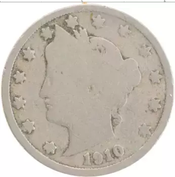 Монета 5 центов Америки 1910 года Медно-никель