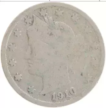 Монета 5 центов Америки 1910 года Медно-никель