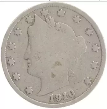 Монета 5 центов Америки 1910 года Медно-никель