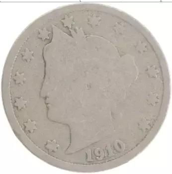 Монета 5 центов Америки 1910 года Медно-никель