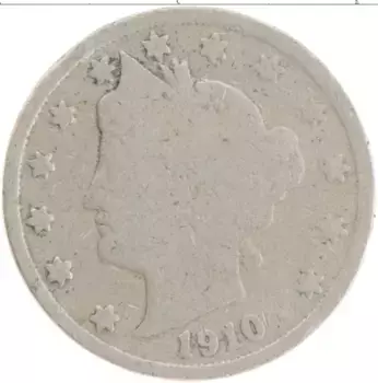 Монета 5 центов Америки 1910 года Медно-никель