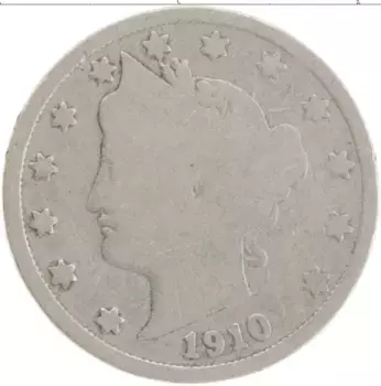Монета 5 центов Америки 1910 года Медно-никель