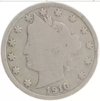 Монета 5 центов Америки 1910 года Медно-никель