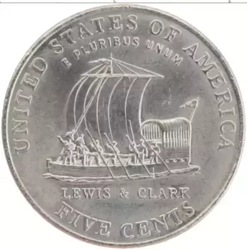 Монета 5 центов Америки 2004 года Медно-никель Р Левис и Кларк