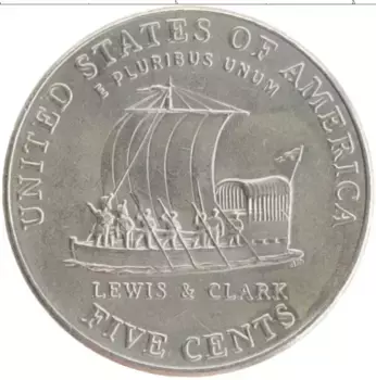 Монета 5 центов Америки 2004 года Медно-никель 200 лет Экспедиции Льюиса и Кларка