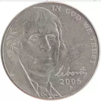 Монета 5 центов Америки 2006 года Медно-никель P