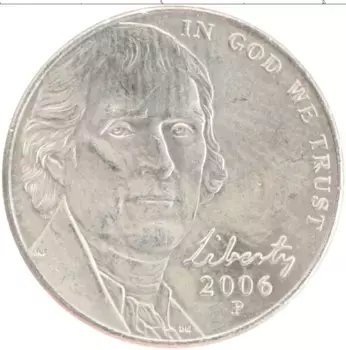 Монета 5 центов Америки 2006 года Медно-никель Джефферсон Р