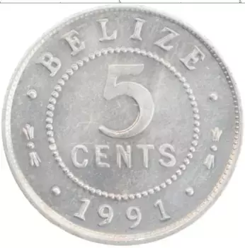 Монета 5 центов Белиза 1991 года Алюминий