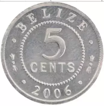 Монета 5 центов Белиза 2006 года Алюминий