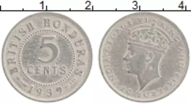 Монета 5 центов Гондураса 1939 года Медно-никель Георг VI
