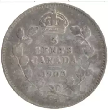 Монета 5 центов Канады 1903 года Серебро Эдуард VII