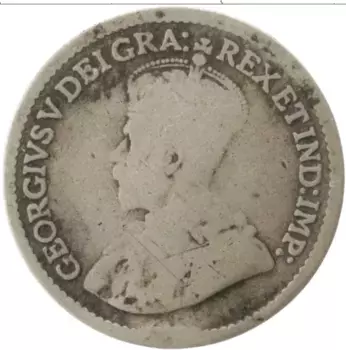 Монета 5 центов Канады 1912 года Серебро Георг V
