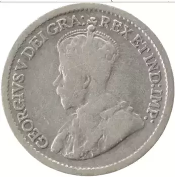 Монета 5 центов Канады 1913 года Серебро Георг V