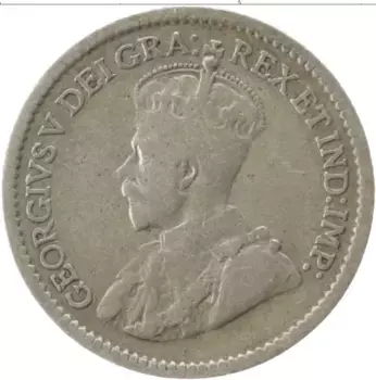 Монета 5 центов Канады 1918 года Серебро Георг V