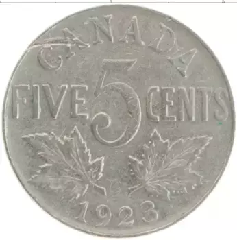 Монета 5 центов Канады 1923 года Медно-никель Георг V