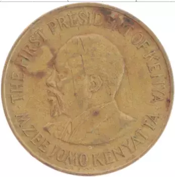 Монета 5 центов Кении 1974 года Латунь