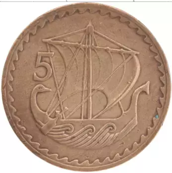 Монета 5 центов Кипра 1960 года Бронза
