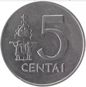 Монета 5 центов Литвы 1991 года Алюминий