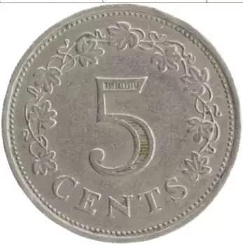 Монета 5 центов Мальты 1972 года Медно-никель