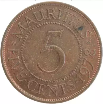 Монета 5 центов Маврикия 1978 года Бронза Елизавета II
