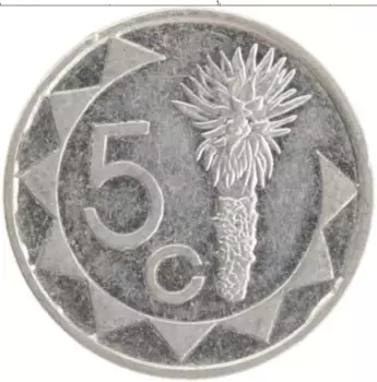 Монета 5 центов Намибии 1993 года Медно-никель