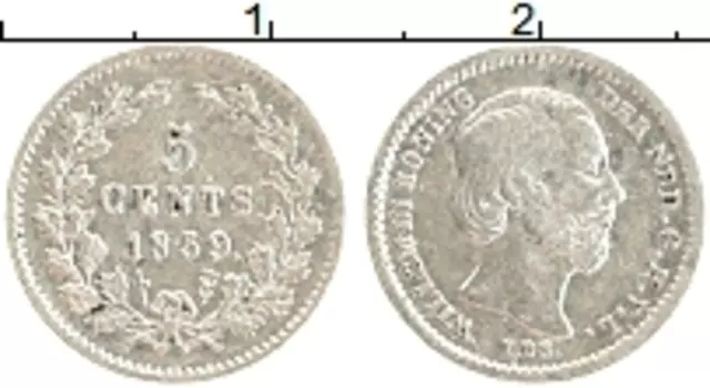 Монета 5 центов Нидерланд 1859 года Серебро Виллем III