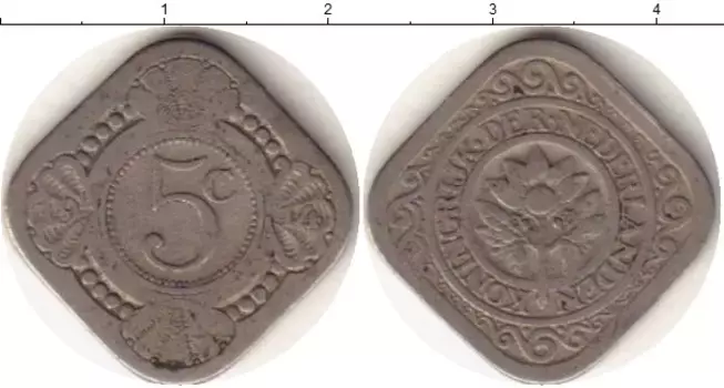 Монета 5 центов Нидерланд 1914 года Медно-никель