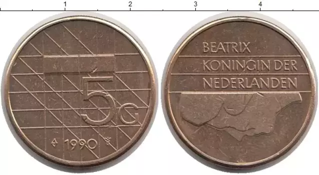 Монета 5 центов Нидерланд 1990 года Латунь Беатрикс