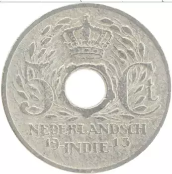 Монета 5 центов Нидерландской Индии 1913 года Медно-никель