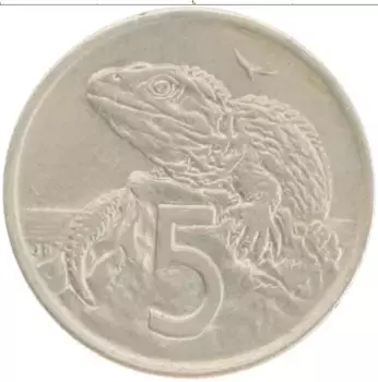 Монета 5 центов Новой Зеландии 1970 года Медно-никель Елизавета II