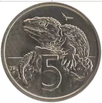 Монета 5 центов Новой Зеландии 1974 года Медно-никель Елизавета II