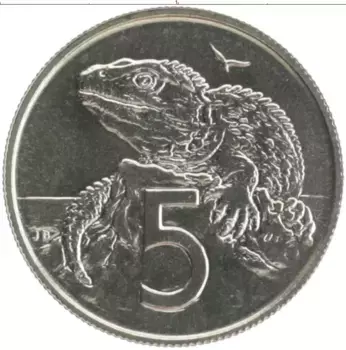 Монета 5 центов Новой Зеландии 1975 года Медно-никель Елизавета II