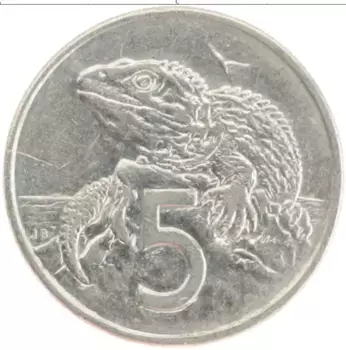 Монета 5 центов Новой Зеландии 1989 года Медно-никель Елизавета II