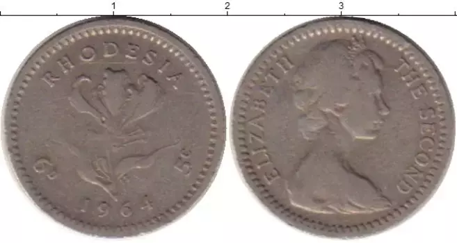 Монета 5 центов Родезии 1964 года Медно-никель Елизавета II