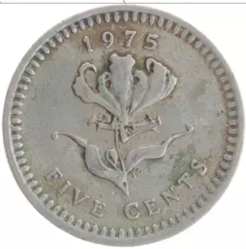 Монета 5 центов Родезии 1975 года Медно-никель